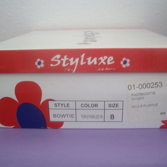 Shimmer Purple Heels 7.5 / 8 Blue Bow New in Box Modcloth Stiletto Amethyst - Picture 5 of 13